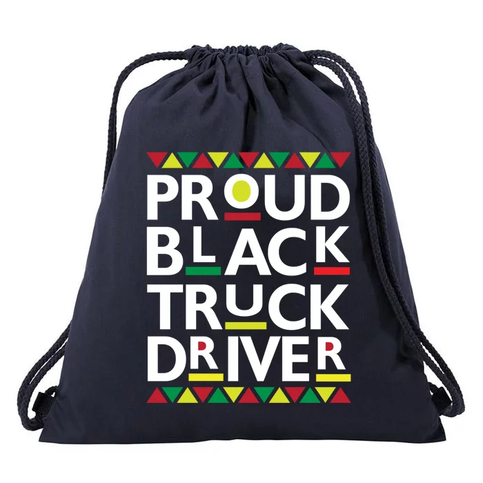 Proud Black Truck Driver Big Rig 18 Wheeler Semi Trucker Gift Drawstring Bag