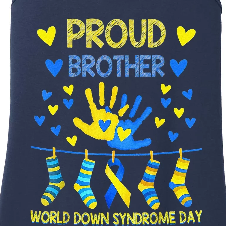 Proud Brother T21 World Down Syndrome Awareness Day Ribbon Ladies Essential Tank