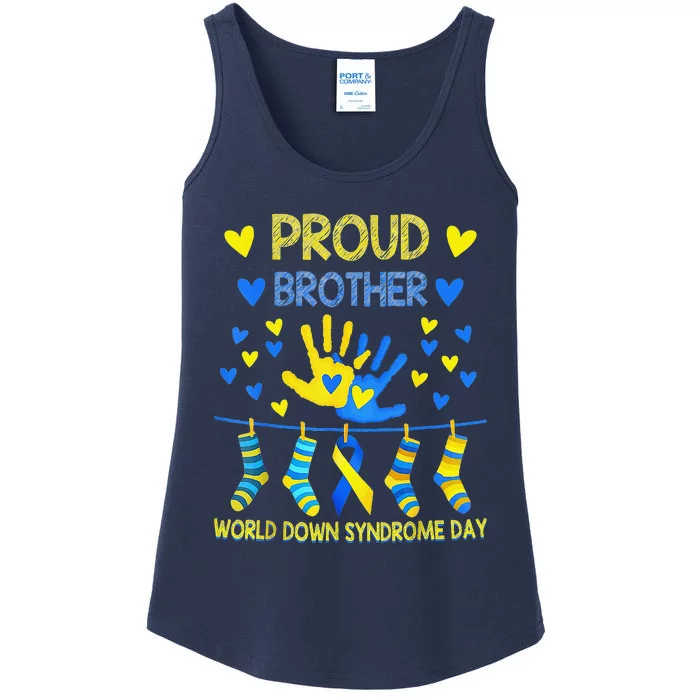 Proud Brother T21 World Down Syndrome Awareness Day Ribbon Ladies Essential Tank