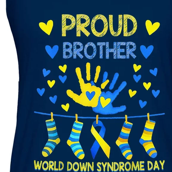 Proud Brother T21 World Down Syndrome Awareness Day Ribbon Ladies Essential Flowy Tank