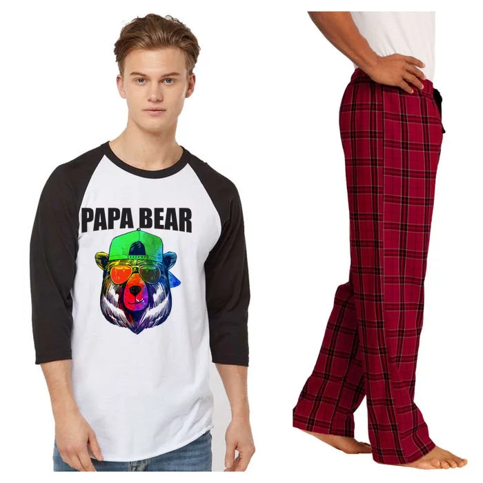 Papa Bear Tee Gift Raglan Sleeve Pajama Set