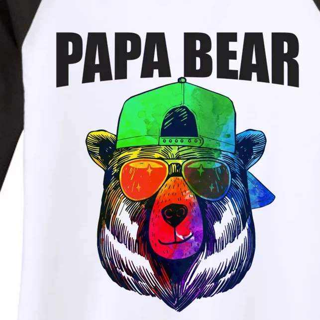 Papa Bear Tee Gift Women's Tri-Blend 3/4-Sleeve Raglan Shirt