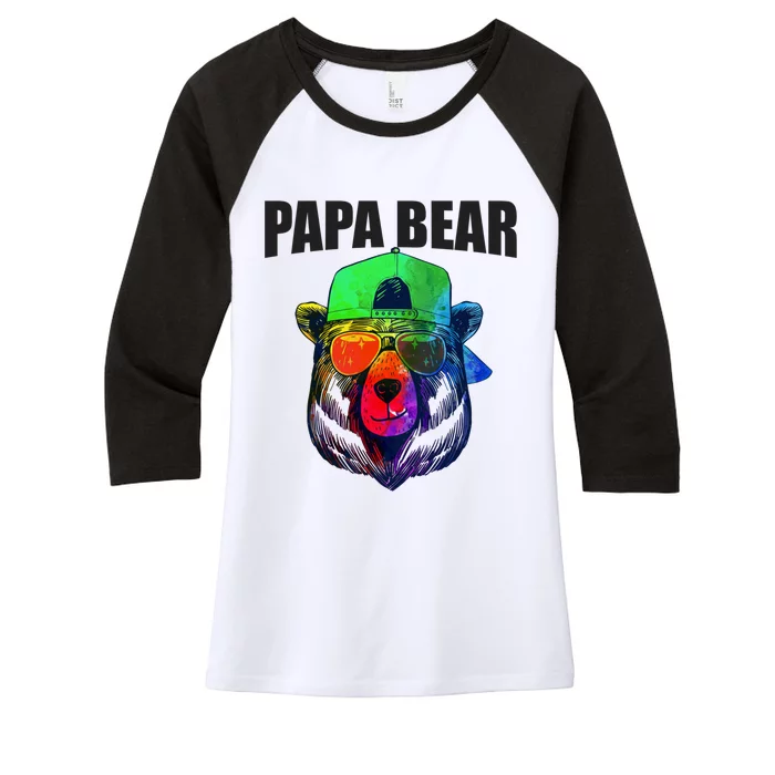 Papa Bear Tee Gift Women's Tri-Blend 3/4-Sleeve Raglan Shirt