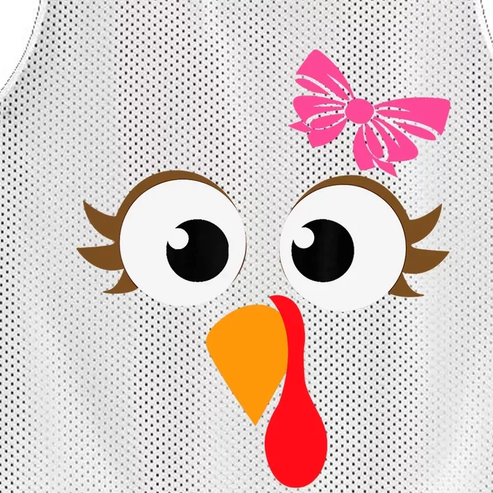 Pink Bow Thanksgiving Turkey Face Girl Mesh Reversible Basketball Jersey Tank