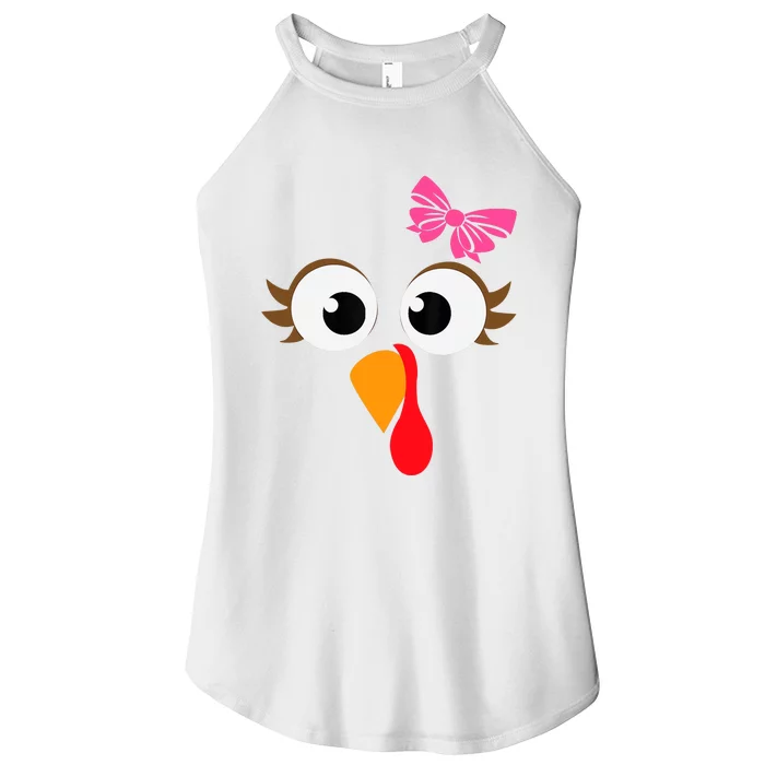 Pink Bow Thanksgiving Turkey Face Girl Women’s Perfect Tri Rocker Tank