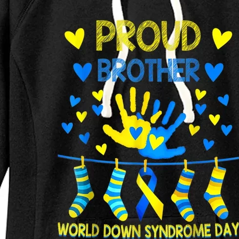 Proud Brother T21 World Down Syndrome Awareness  Day Ribbon Women's Fleece Hoodie