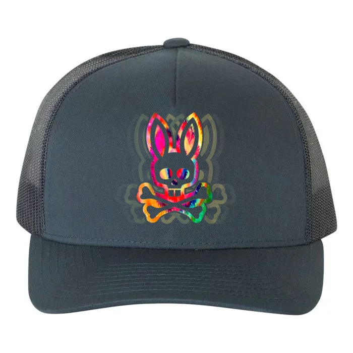 PsychedelicA Bunny Tie Dye Skull And Crossbones Yupoong Adult 5-Panel Trucker Hat