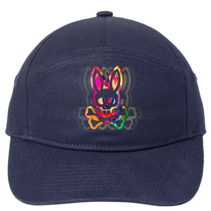 PsychedelicA Bunny Tie Dye Skull And Crossbones 7-Panel Snapback Hat