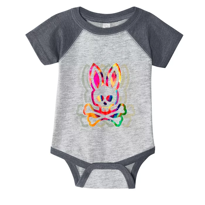 PsychedelicA Bunny Tie Dye Skull And Crossbones Infant Baby Jersey Bodysuit