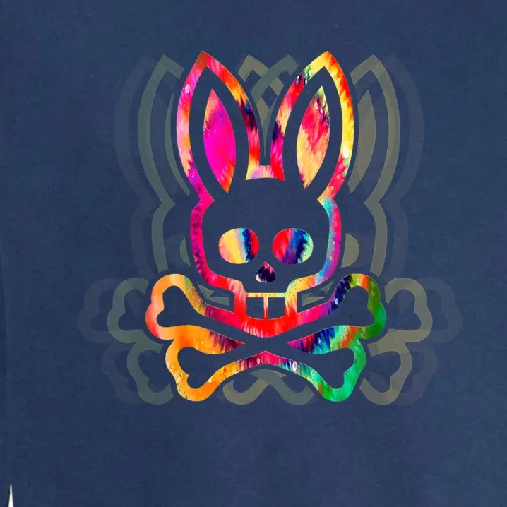 PsychedelicA Bunny Tie Dye Skull And Crossbones Garment-Dyed Sweatshirt