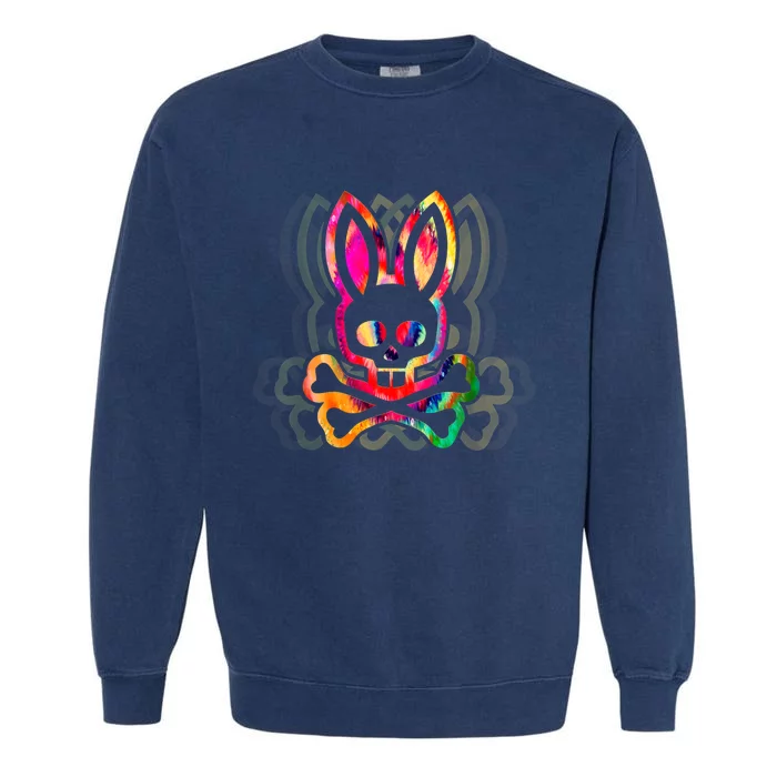 PsychedelicA Bunny Tie Dye Skull And Crossbones Garment-Dyed Sweatshirt