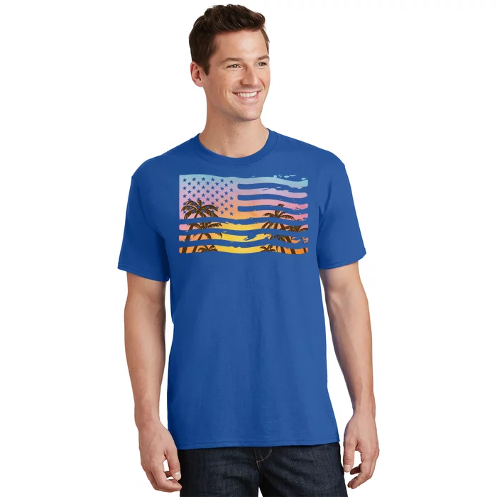 Patriotic Beach Usa Tropical Flag T-Shirt