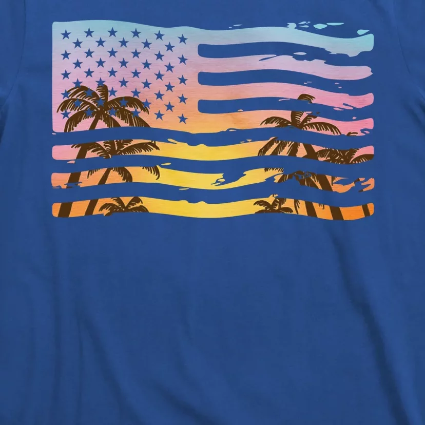 Patriotic Beach Usa Tropical Flag T-Shirt