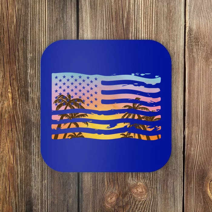 Patriotic Beach Usa Tropical Flag Coaster