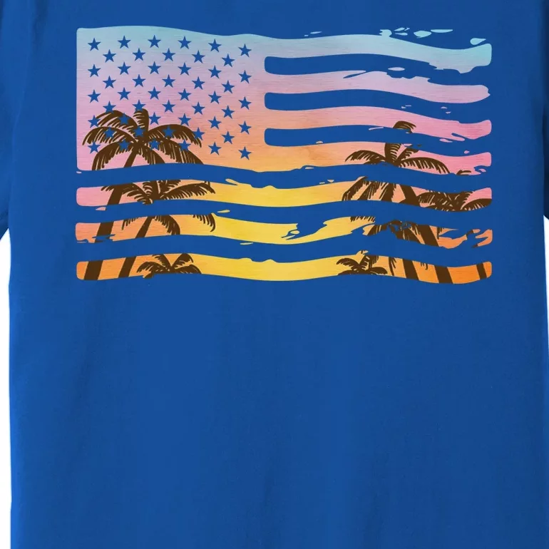 Patriotic Beach Usa Tropical Flag Premium T-Shirt