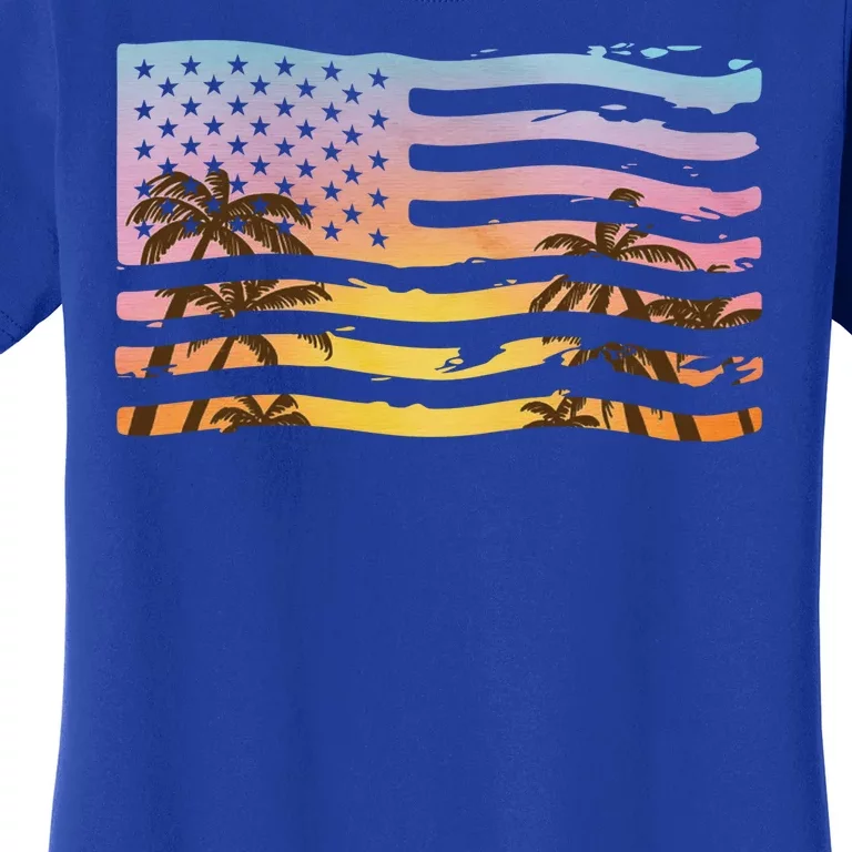 Patriotic Beach Usa Tropical Flag Women's T-Shirt