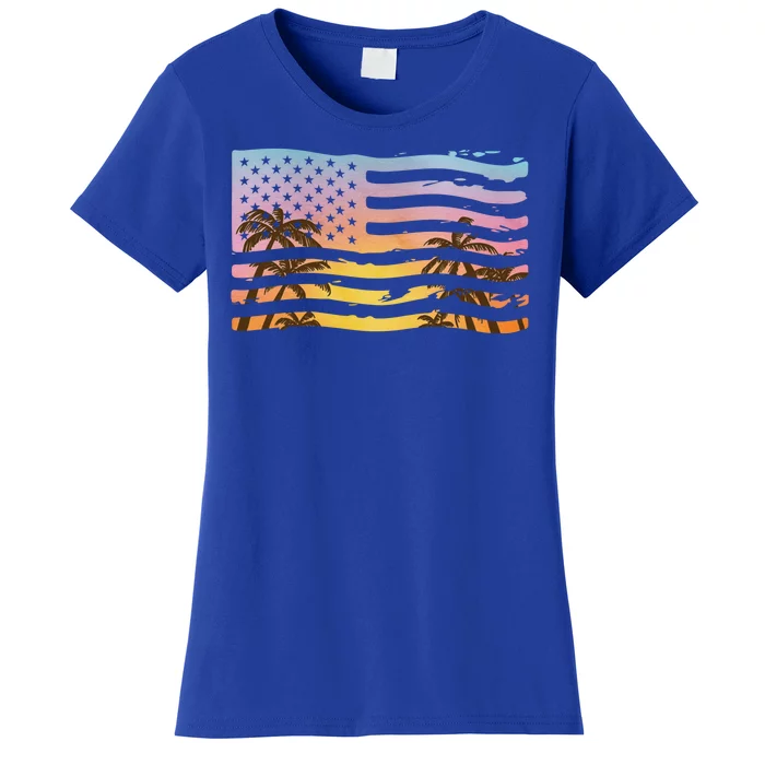 Patriotic Beach Usa Tropical Flag Women's T-Shirt