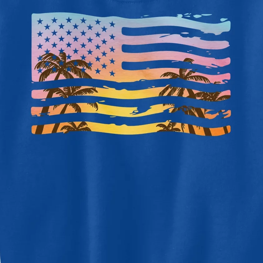 Patriotic Beach Usa Tropical Flag Kids Sweatshirt