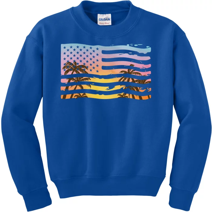 Patriotic Beach Usa Tropical Flag Kids Sweatshirt