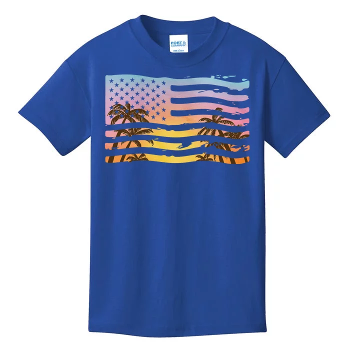 Patriotic Beach Usa Tropical Flag Kids T-Shirt