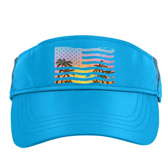 Patriotic Beach Usa Tropical Flag Adult Drive Performance Visor