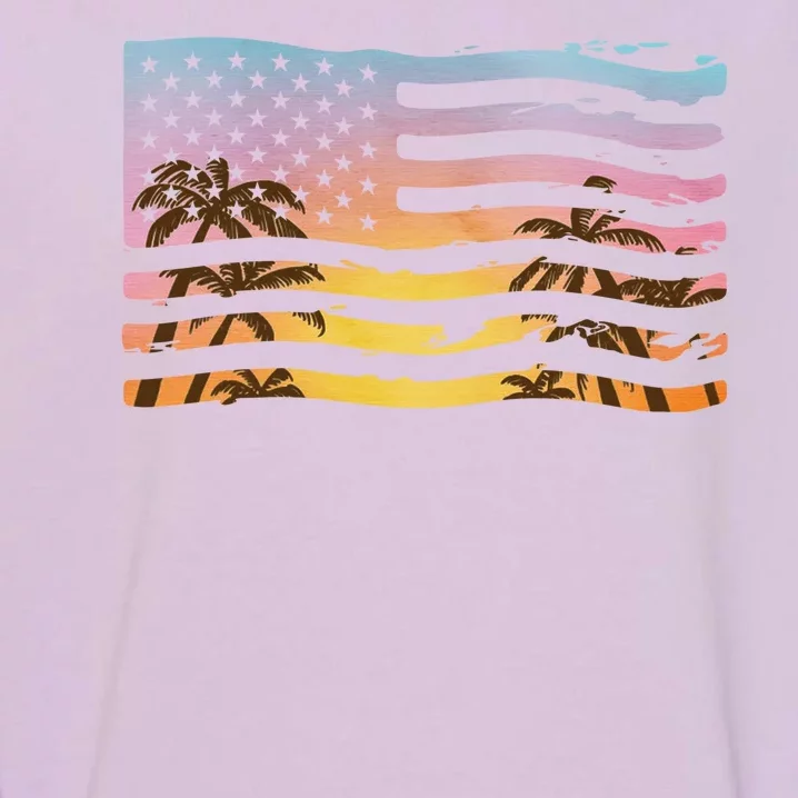 Patriotic Beach Usa Tropical Flag Garment-Dyed Sweatshirt