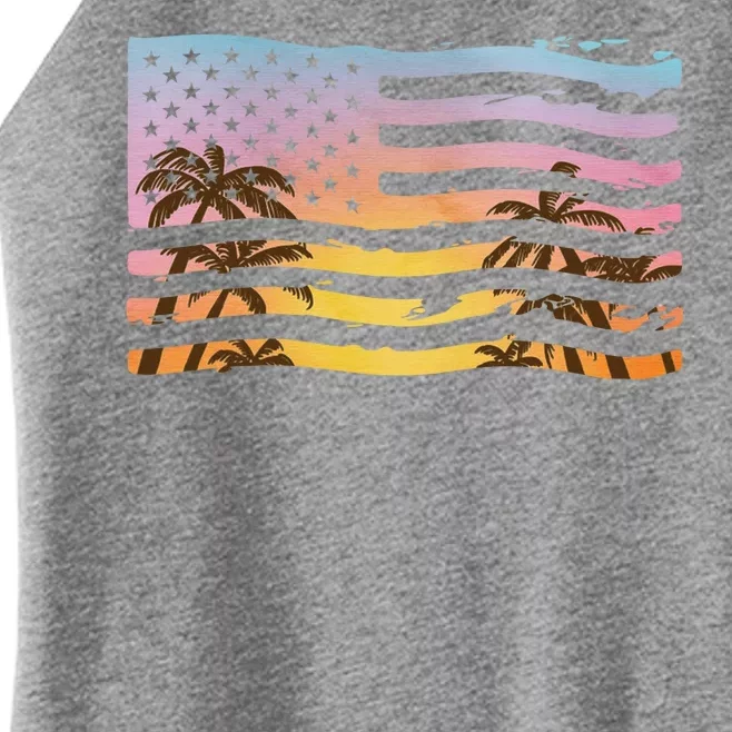 Patriotic Beach Usa Tropical Flag Women’s Perfect Tri Rocker Tank