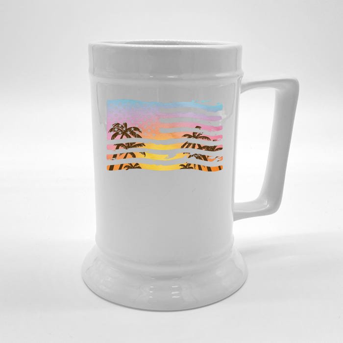 Patriotic Beach Usa Tropical Flag Front & Back Beer Stein