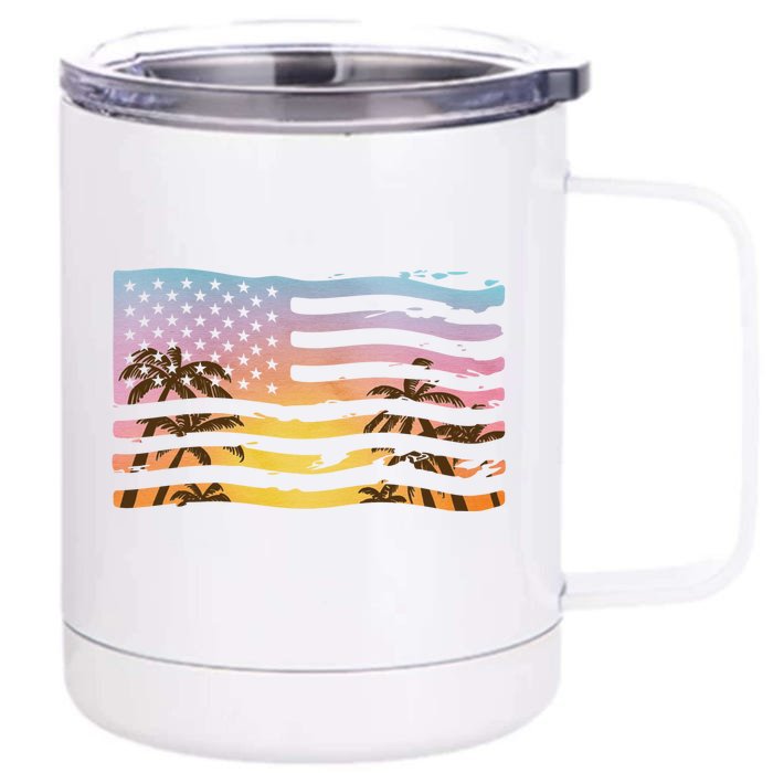 Patriotic Beach Usa Tropical Flag Front & Back 12oz Stainless Steel Tumbler Cup