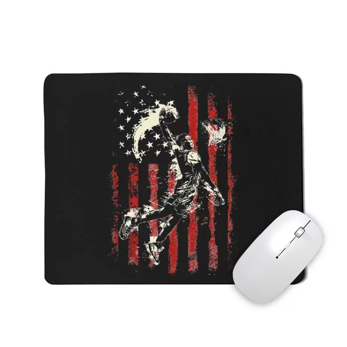 Patriotic Basketball Usa American Flag Mousepad