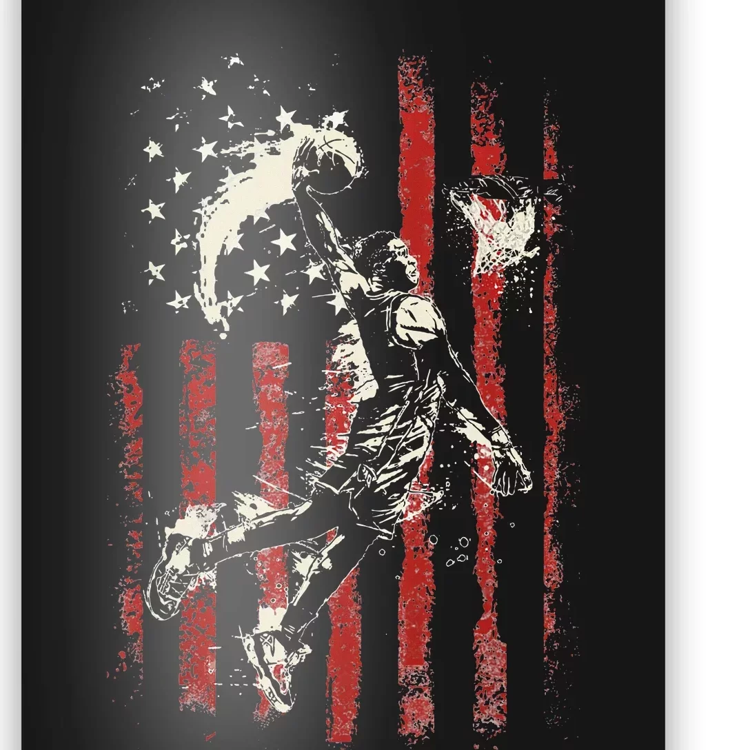 Patriotic Basketball Usa American Flag Poster