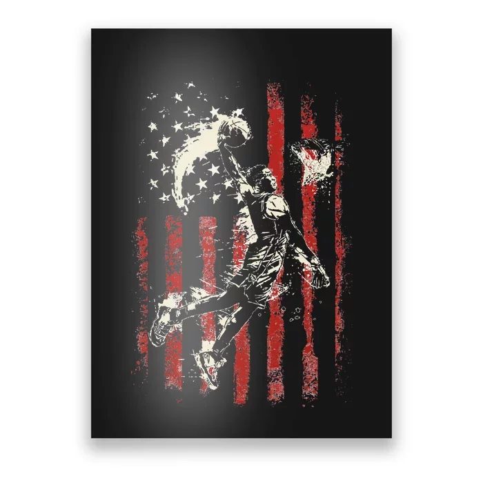 Patriotic Basketball Usa American Flag Poster