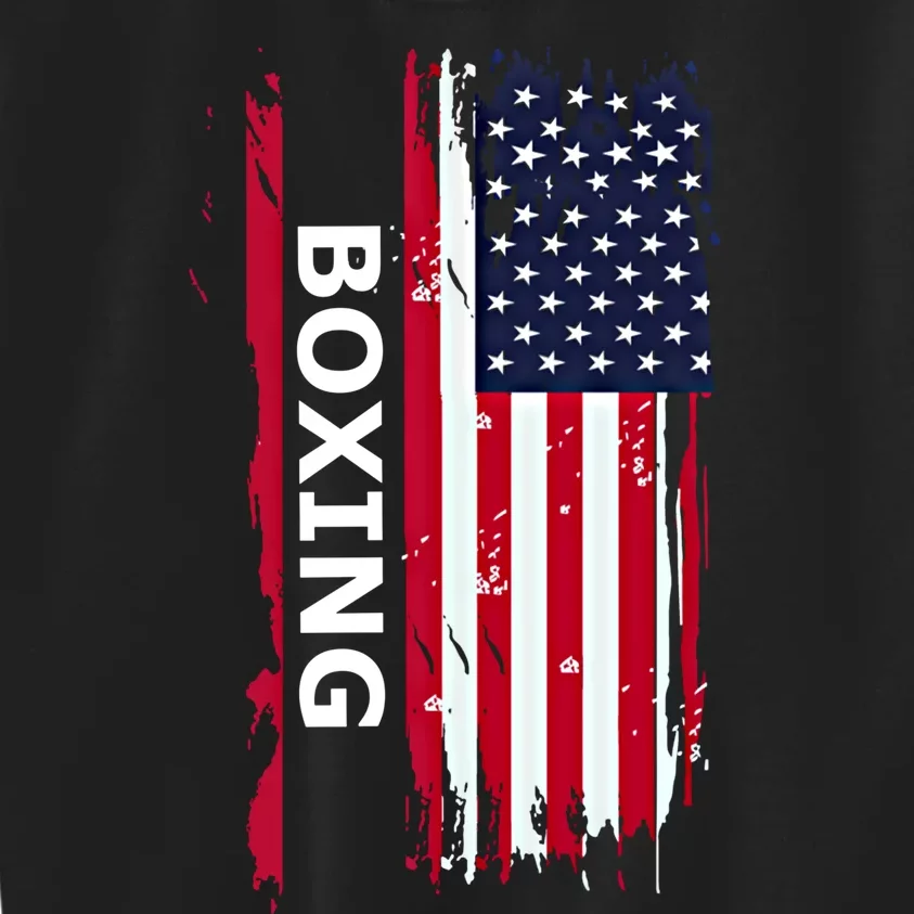 Patriotic Boxing Usa Flag Boxing Gift Black Small Kids Sweatshirt