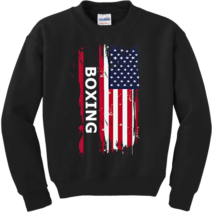 Patriotic Boxing Usa Flag Boxing Gift Black Small Kids Sweatshirt