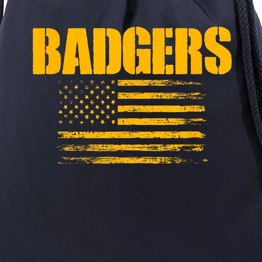 Prescott Badgers Usa Flag Pride Drawstring Bag