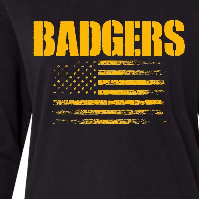 Prescott Badgers Usa Flag Pride Womens Cotton Relaxed Long Sleeve T-Shirt