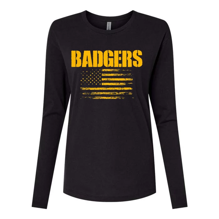 Prescott Badgers Usa Flag Pride Womens Cotton Relaxed Long Sleeve T-Shirt