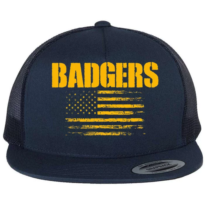 Prescott Badgers Usa Flag Pride Flat Bill Trucker Hat