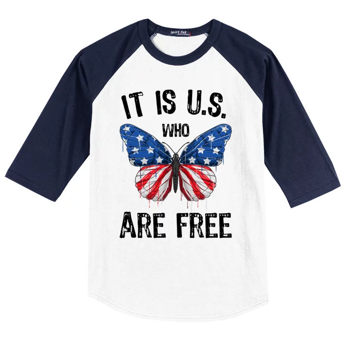 Patriotic Butterfly Usa American Flag 4th Of July Gift Baseball Sleeve Shirt