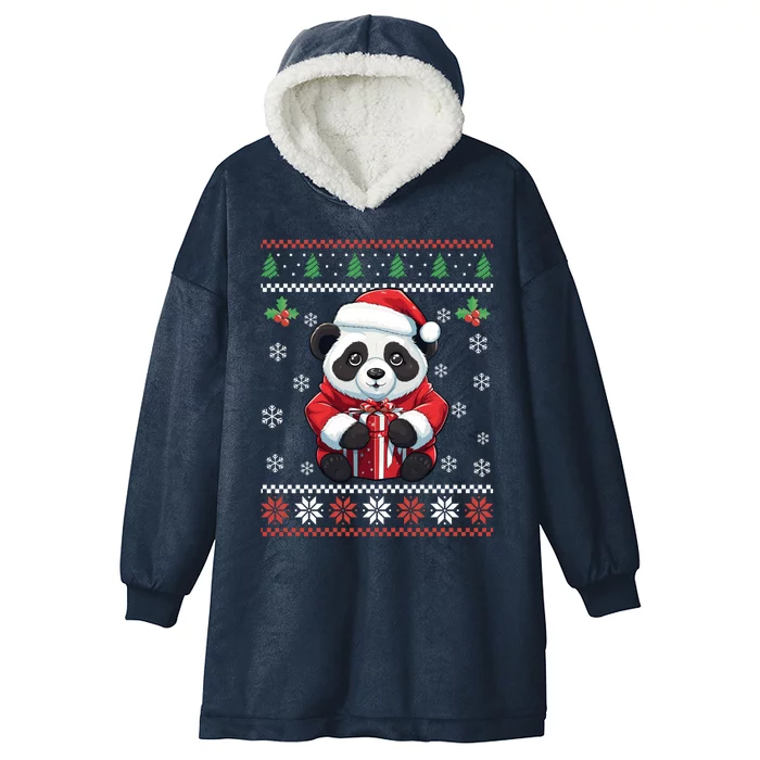 Panda Bear Ugly Christmas Sweater Xmas For Adults Cool Gift Hooded Wearable Blanket