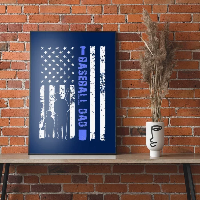 Proud Baseball US Dad American Flag Sports Poster