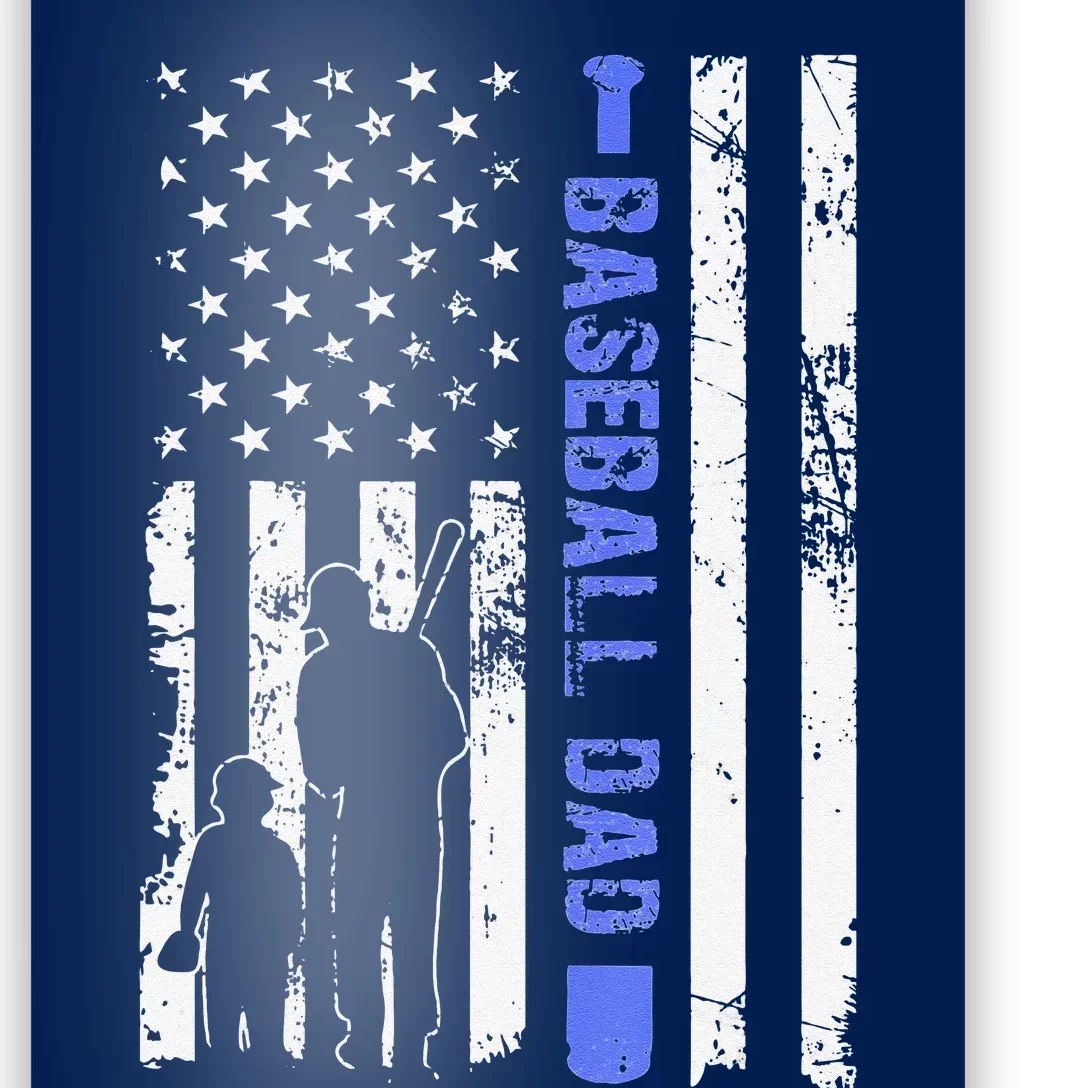 Proud Baseball US Dad American Flag Sports Poster