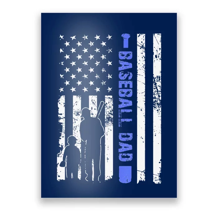 Proud Baseball US Dad American Flag Sports Poster