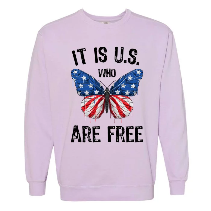 Patriotic Butterfly Usa American Flag 4th Of July Gift Garment-Dyed Sweatshirt