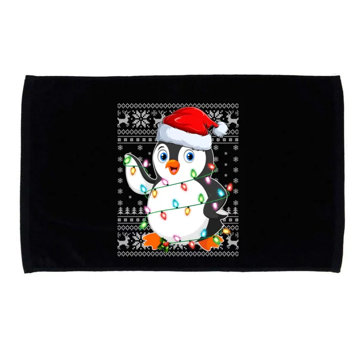 Penguin Bird Ugly Xmas Sweater Style Santa Penguin Christmas Cool Gift Microfiber Hand Towel