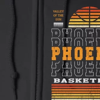 Phoenix Basketball Valley Oop City Arizona Retro Sunset Full Zip Hoodie