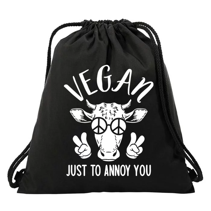 Plant Babes Vegan Just To Annoy You Cow Drawstring Bag