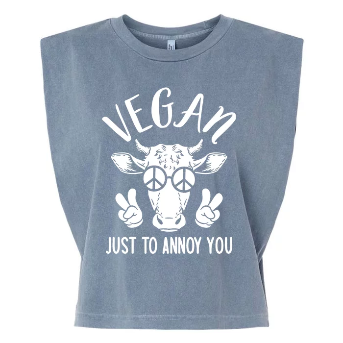 Plant Babes Vegan Just To Annoy You Cow Garment-Dyed Women's Muscle Tee