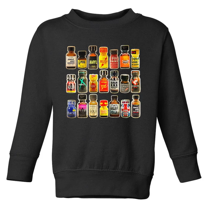 Poppers Bottles Vintage Gay Rush Jungle Juice Amyl Inhaler Toddler Sweatshirt