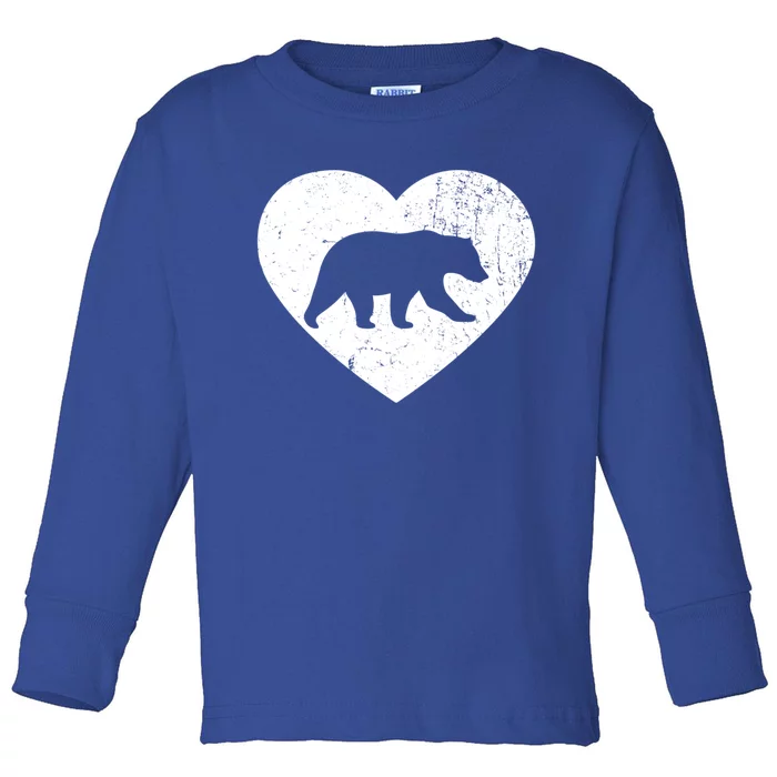 Polar Bear Vintage White Heart Animal Lover Valentines Day Gift Toddler Long Sleeve Shirt